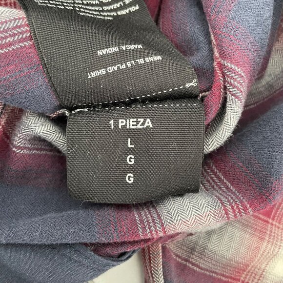 Indian Motorcycle Plaid Button-Up Shirt Mens L Long Sleeve Embroidered Logos - Picture 11 of 12